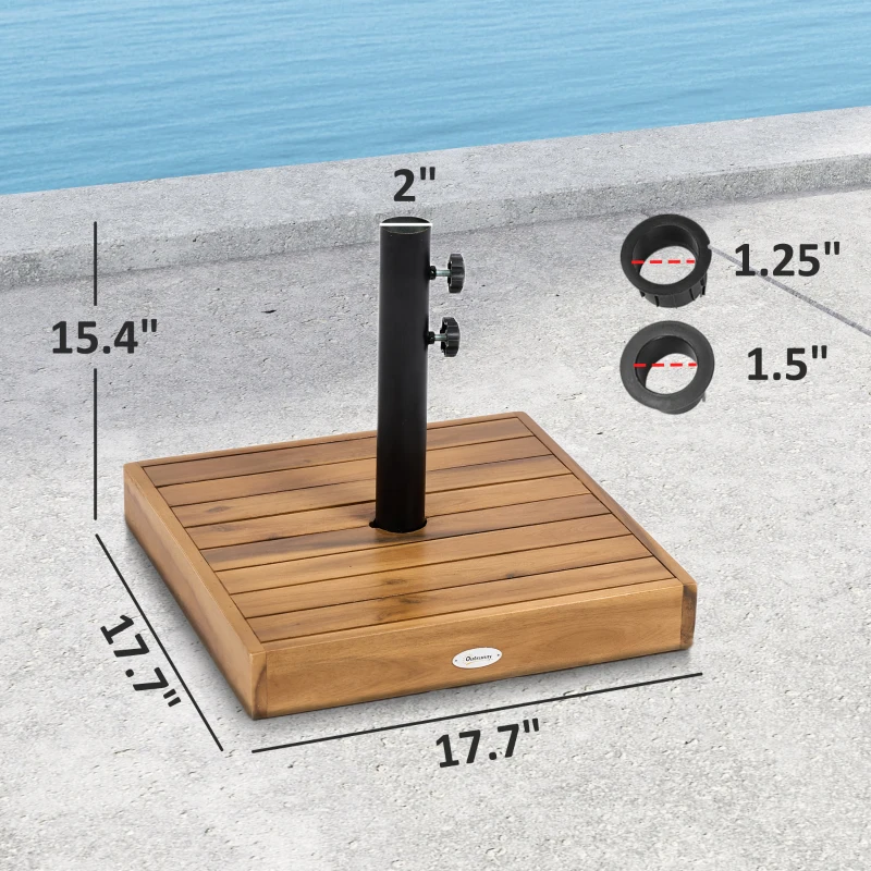 Outsunny Patio Umbrella Base, 42 lbs. Concrete Heavy Duty Umbrella Base for 1.25/1.5" Poles, Teak