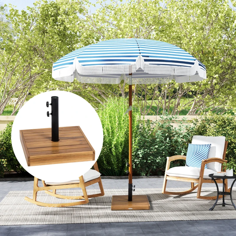 Outsunny Patio Umbrella Base, 42 lbs. Concrete Heavy Duty Umbrella Base for 1.25/1.5" Poles, Teak