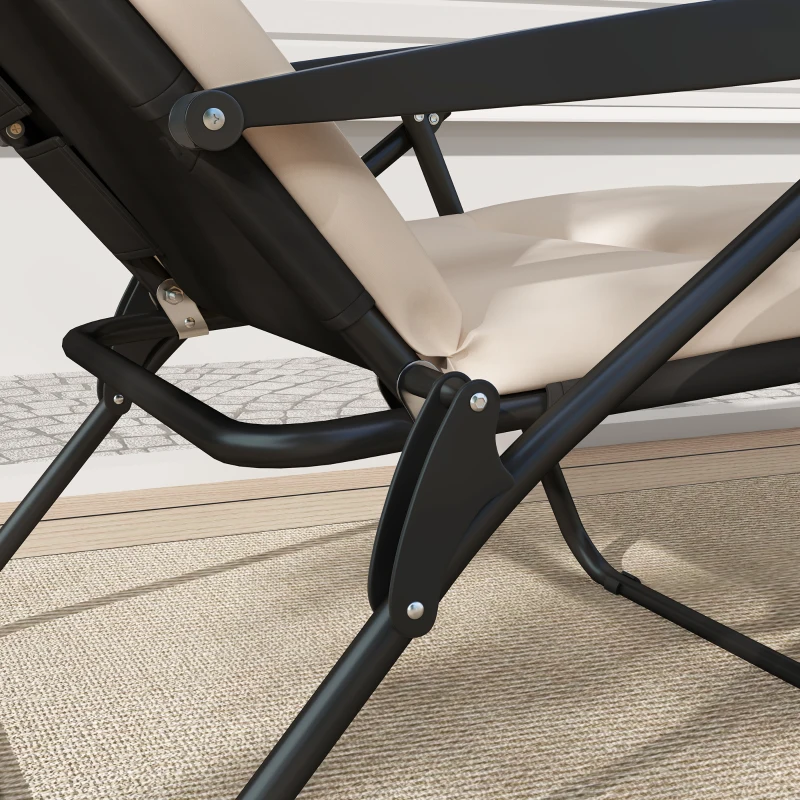 Outsunny Foldable Lounge Chair, Reclining Patio Sun Lounger with 6-Position Adjustable Back, Beige