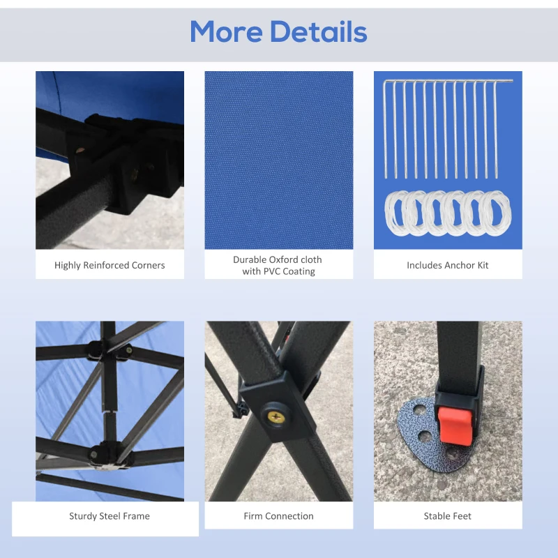 Outsunny 10' x 20' Pop Up Canopy Tent, Instant Sun Shelter, Tents for Parties, Height Adjustable, with Wheeled Carry Bag, for Outdoor, Garden, Patio, Dark Blue