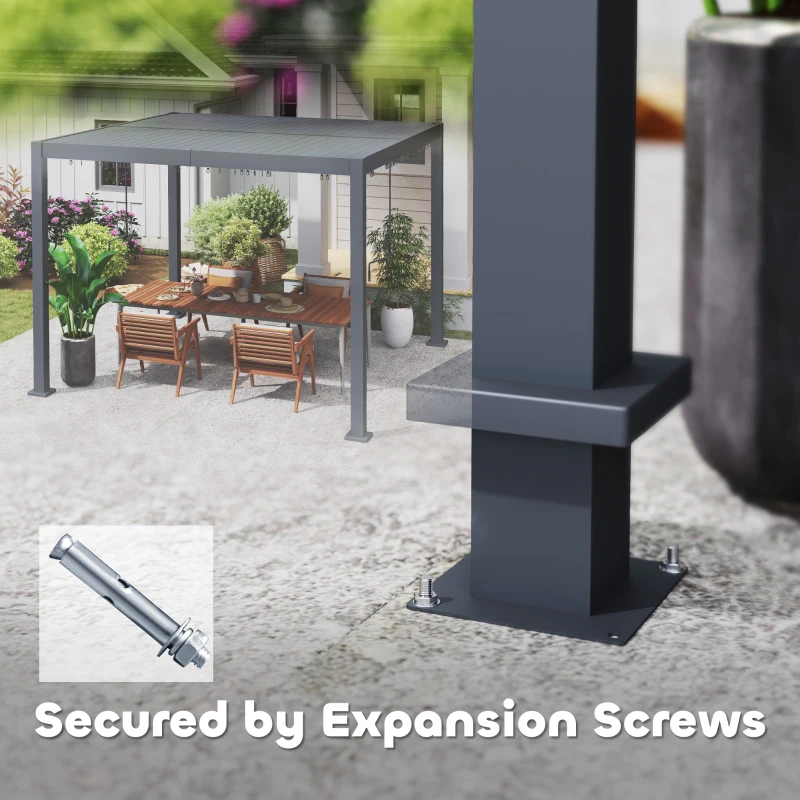 Outsunny 10' x 10' Louvered Pergola with Adjustable Metal Roof and Aluminum Frame, Outdoor Hardtop Gazebo with Drainage System