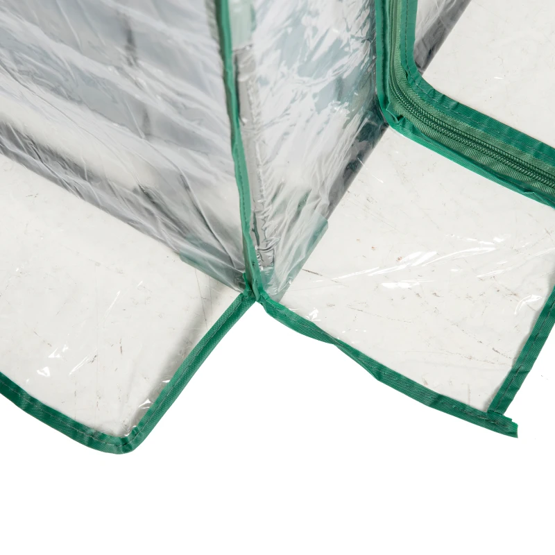 Outsunny Raised Garden Bed with Cover, Outdoor Galvanized Metal Planter Box Kit, 4 x 3 ft Mini Greenhouse with 2 Large Screen Windows, for Growing Flowers, Vegetables and Herbs, Clear