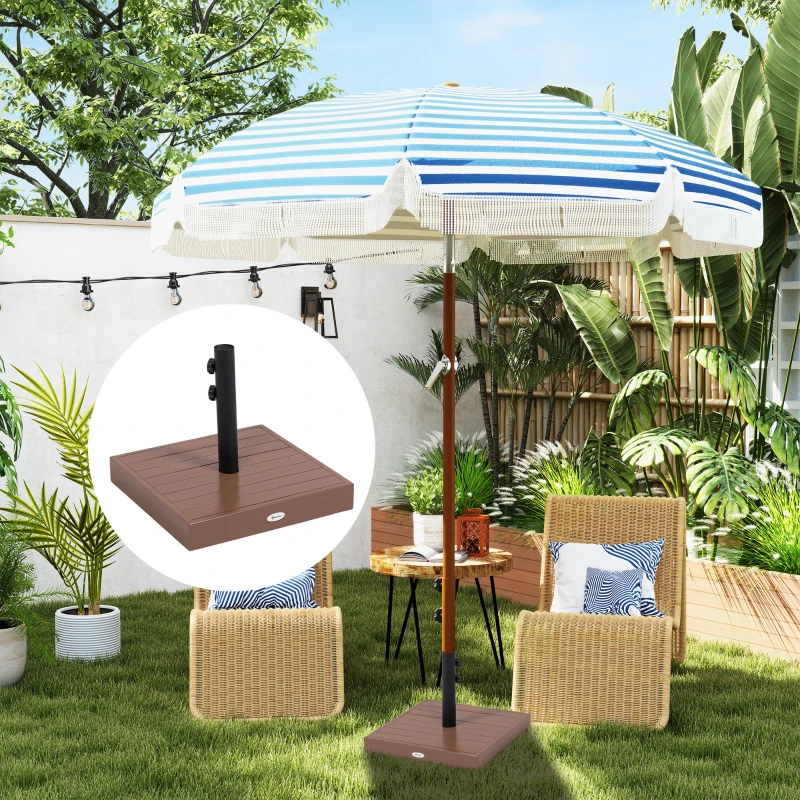 Outsunny Patio Umbrella Base, 42 lbs. Concrete Heavy Duty Umbrella Base for 1.25/1.5" Poles, Coffee