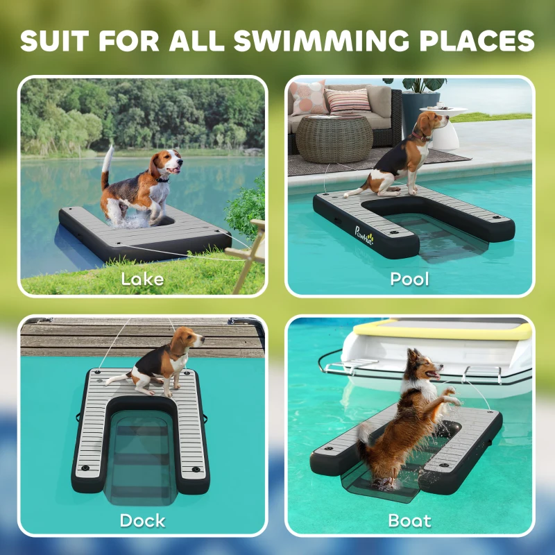 PawHut Inflatable Dog Boat Ramp Up to 286 lbs, for Boat, Dock, Lake, Non-Slip, Safe & Easy