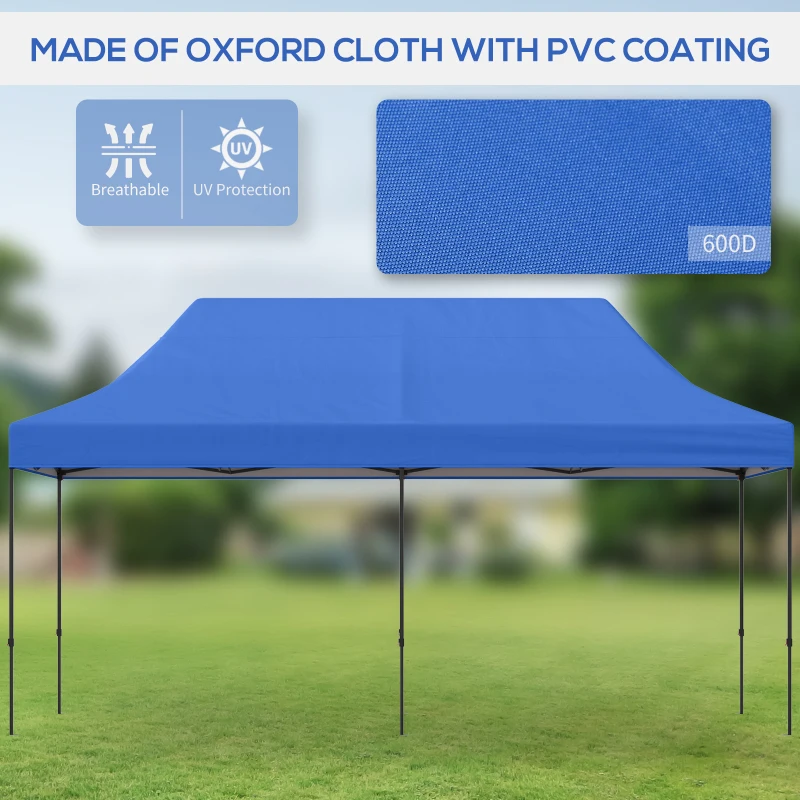 Outsunny 10' x 20' Pop Up Canopy Tent, Instant Sun Shelter, Tents for Parties, Height Adjustable, with Wheeled Carry Bag, for Outdoor, Garden, Patio, Dark Blue