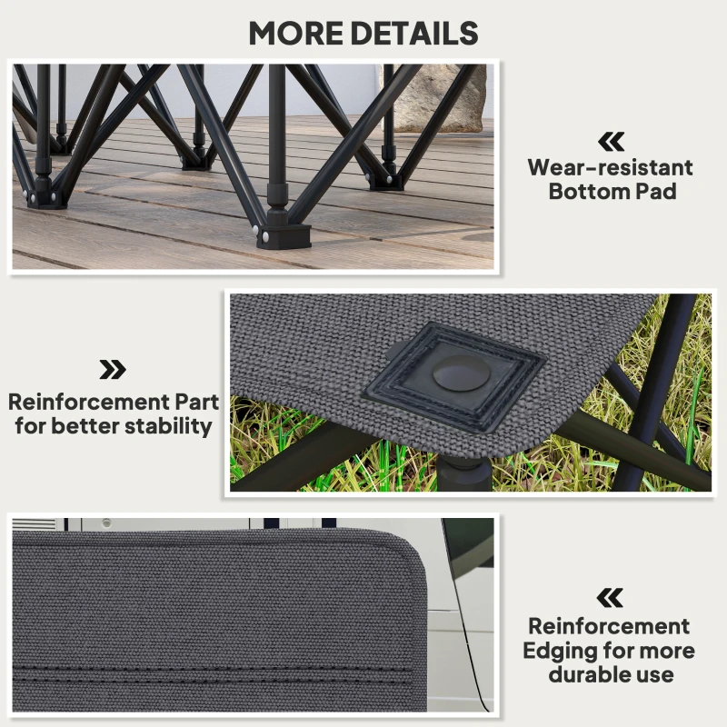 Outsunny 6 Seat Folding Camping Chair with Cup Holder and Carrying Case for Camping, Picnic, Sports Events, Dark Grey