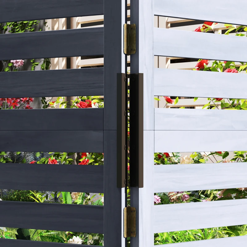 Outsunny Wood Privacy Screen w/ 4 Planter Box, Raised Bed w/ 3 Panels & Drainage Holes