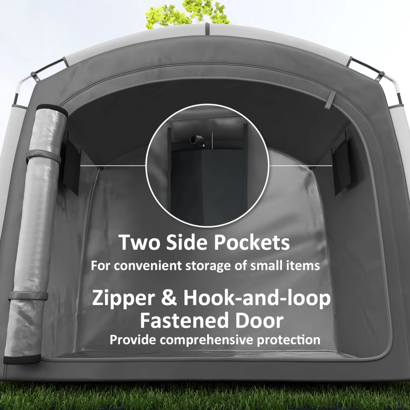 Outsunny Bike Storage Shed Tent, Portable and Waterproof with 210D Oxford Fabric and Carry Bag for 3-4 Bicycles, Dark Gray
