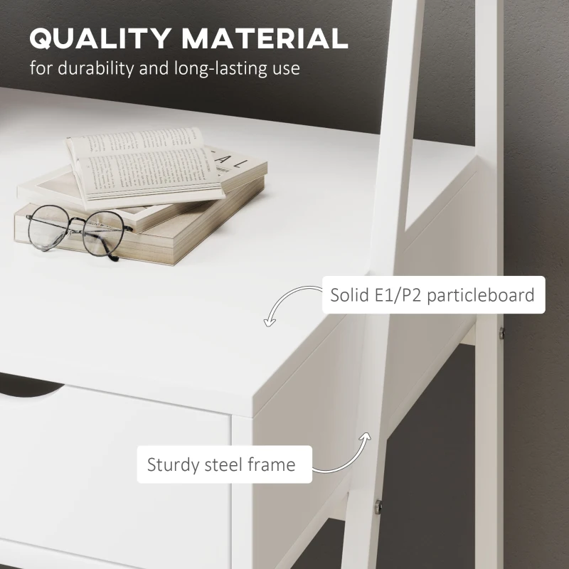 HOMCOM Home Office desk, Computer Desk for Small Spaces, Study Table with Drawer and Storage Shelves, White