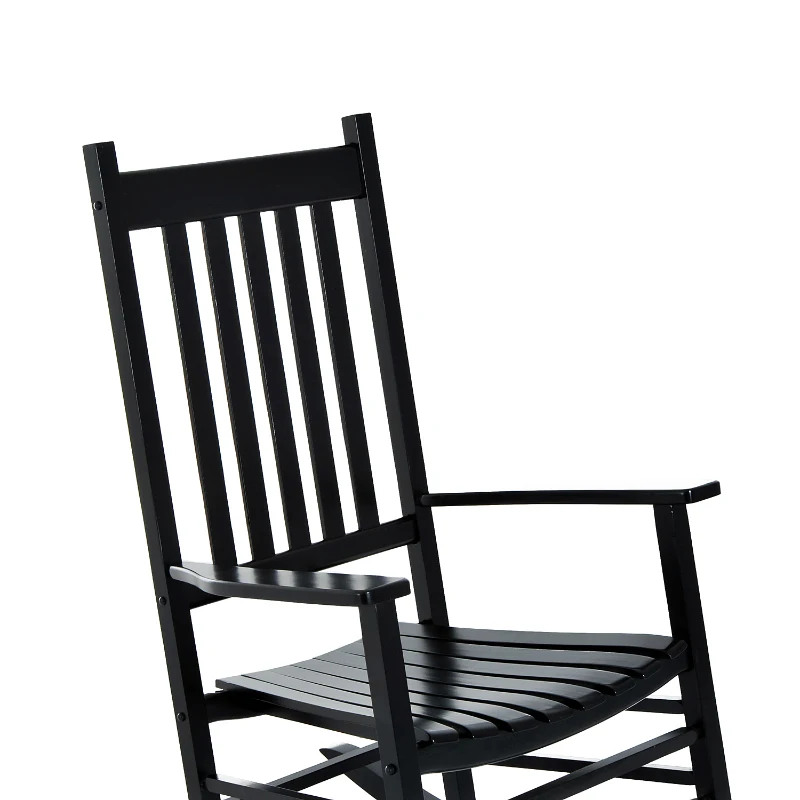 Outsunny Wooden Outdoor Rocking Chair with Armrests, High Back for Garden, Patio, Balcony, Porch, Black