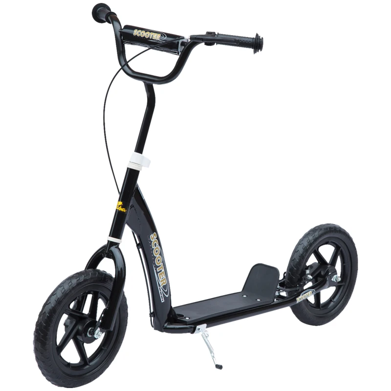 HOMCOM Kick Scooter for Kids 5-12 Years Old with Adjustable Height Handlebar, Non-slip Footplate, Big Wheels, Rear Brake, Black