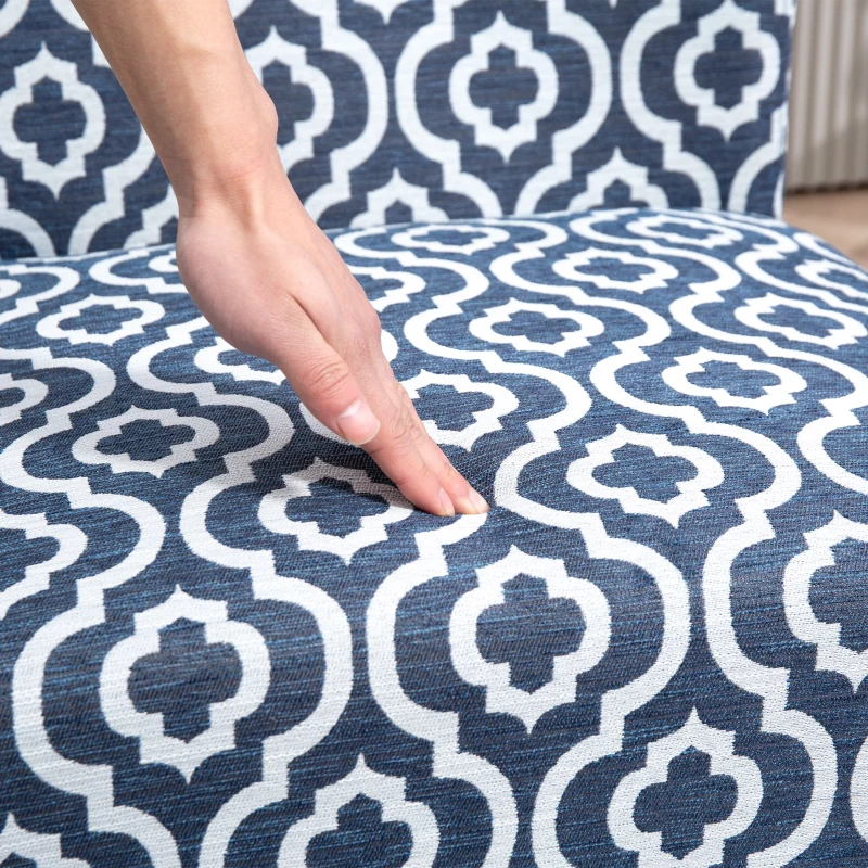 HOMCOM Armless Accent Chair for Bedroom, Upholstered Slipper Side Chair for Living Room with Wood Legs, Blue