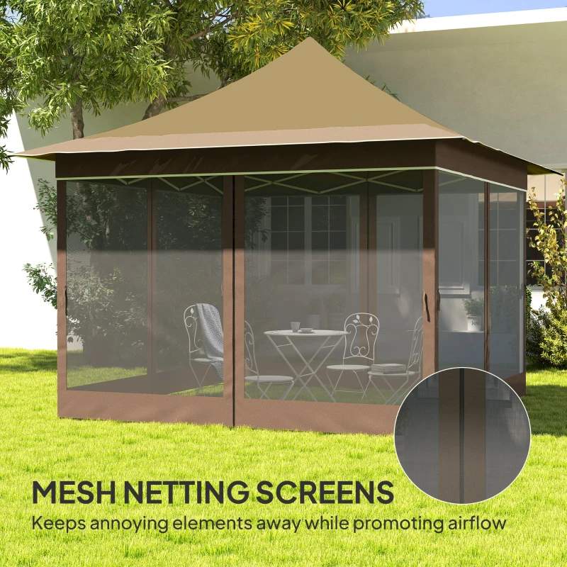 Outsunny 12 x 12 ft. Canopy Tent with Mesh Netting, UPF50+ Pop Up Tent with Carry Bag for Garden, Patio, Beige