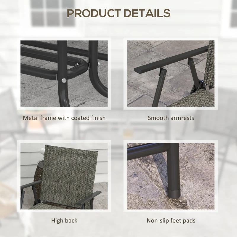Outsunny Outdoor 4 Pieces Patio Furniture Set, Garden Set with Two Foldable Armchairs, a Loveseat & Glass Top Table, Mixed Brown
