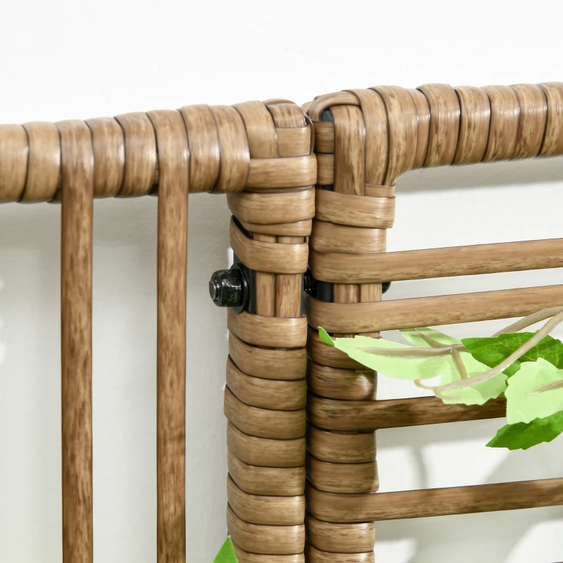 Outsunny Raised Garden Bed with Lattice Trellis, Rattan Outdoor Planter with Storage for Garden, Patio, Balcony, Sand Brown