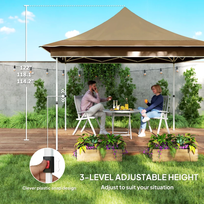 Outsunny 12 x 12 ft. Canopy Tent with Mesh Netting, UPF50+ Pop Up Tent with Carry Bag for Garden, Patio, Beige