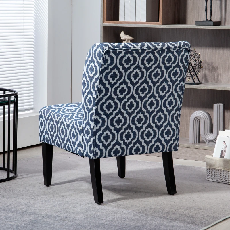 HOMCOM Armless Accent Chair for Bedroom, Upholstered Slipper Side Chair for Living Room with Wood Legs, Blue
