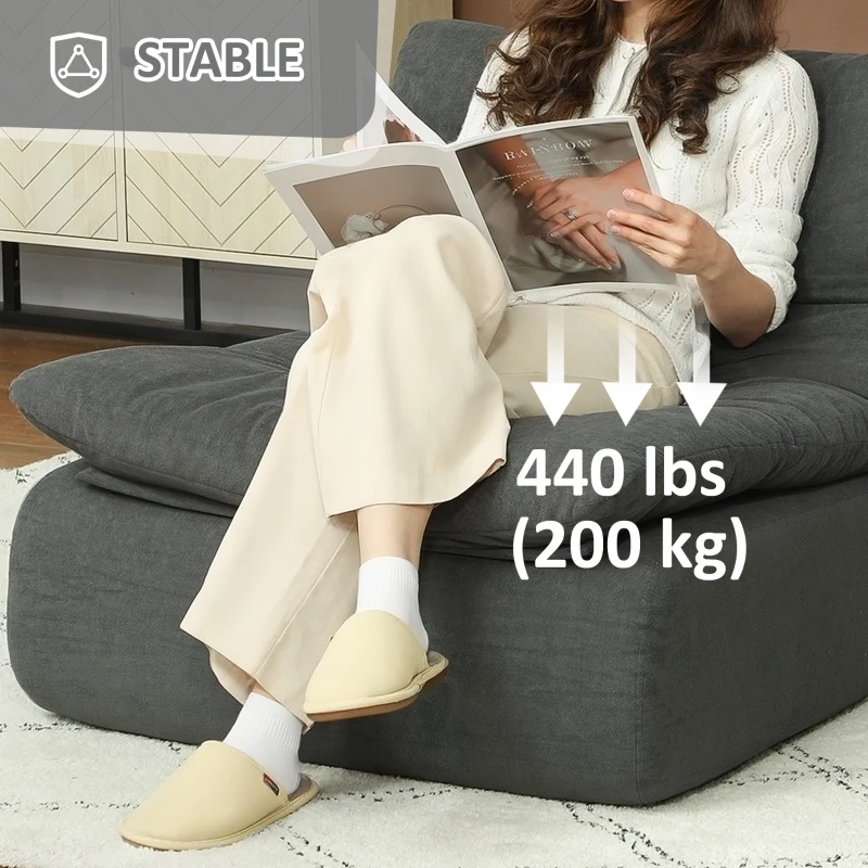 HOMCOM Floor Sofa with Single Piece Ultra High-Density Foam, Armless Floor Chair for Living Room, Bedroom, Home Office, Grey