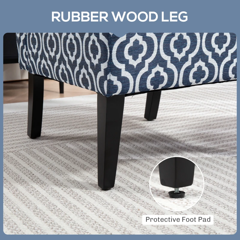 HOMCOM Armless Accent Chair for Bedroom, Upholstered Slipper Side Chair for Living Room with Wood Legs, Blue