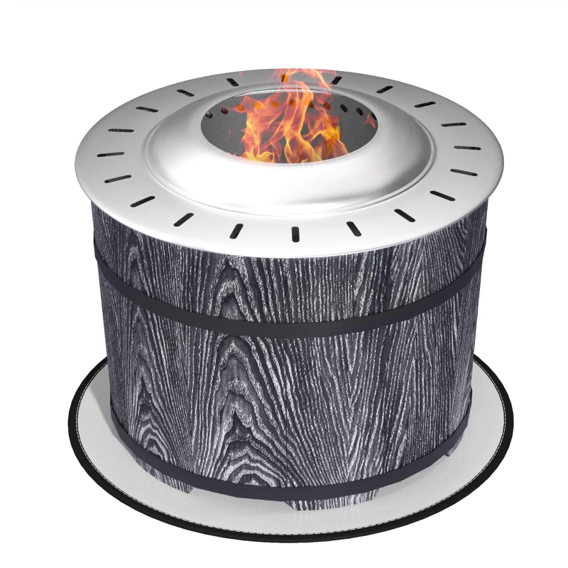 Outsunny Smokeless Fire Pit, Portable Camping Bonfire Stove with Mat for Backyard, Patio, Picnic, Magnesium Oxide, Black