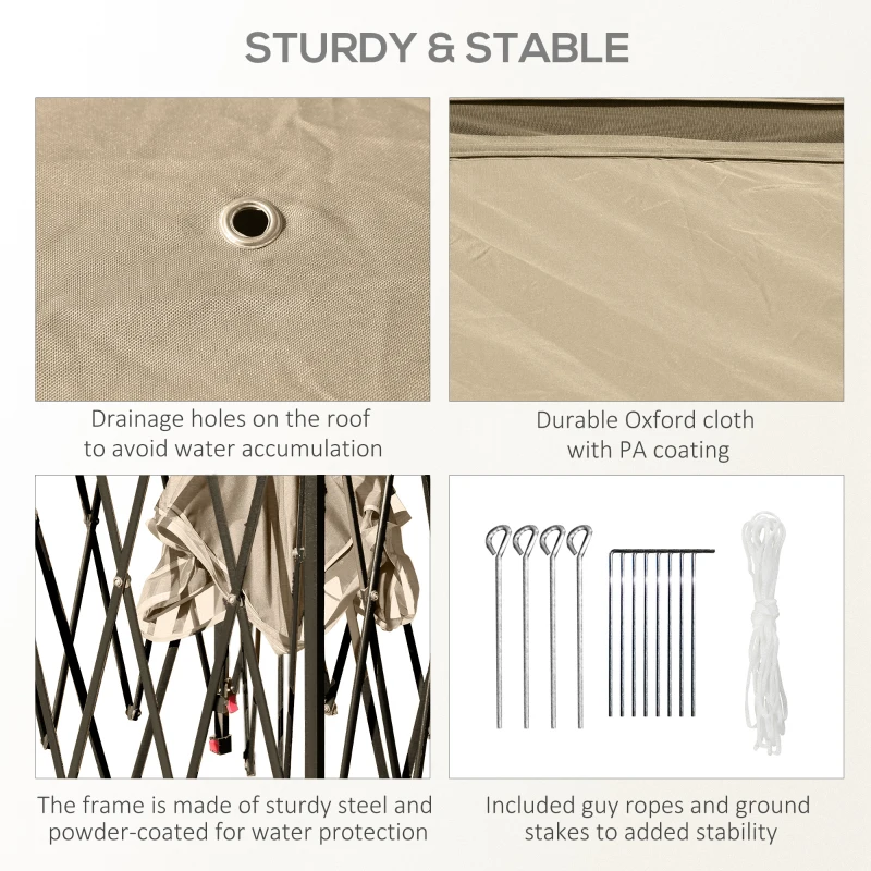 Outsunny 11' x 11' Pop Up Canopy Tent with Netting and Carry Bag, Instant Gazebo Sun Shelter, Tents for Parties with 121 Square Feet of Shade, for Outdoor, Garden, Patio, Beige