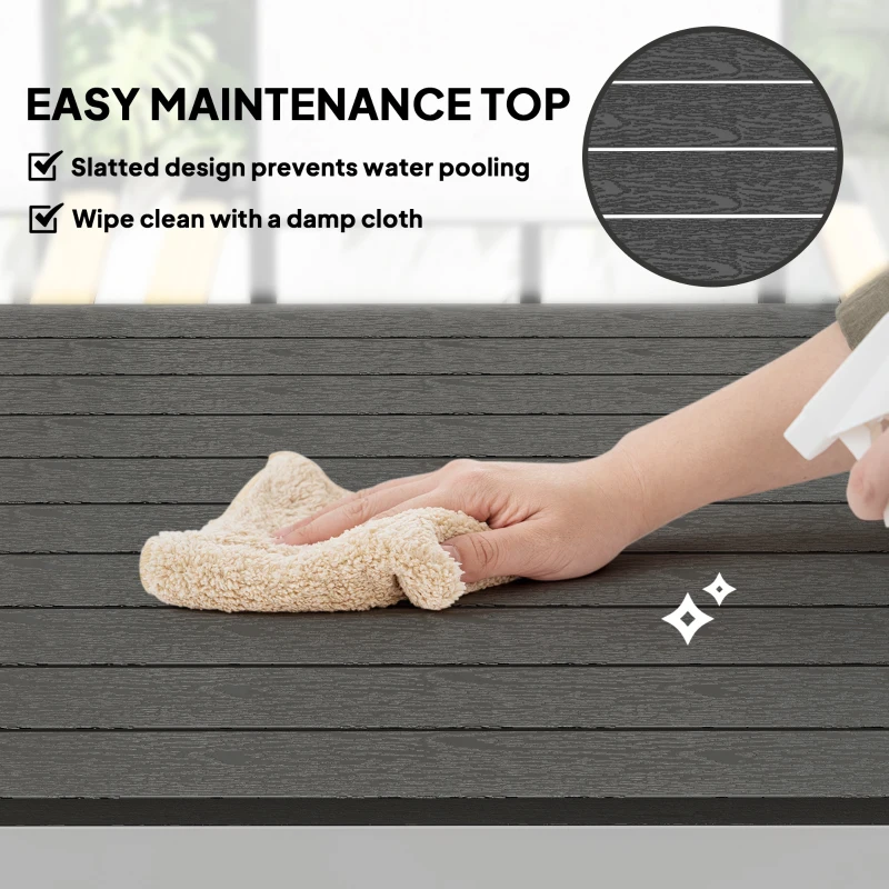 Outsunny Outdoor Dining Table for 4-6 with Easy Maintenance Slatted Top, Rust-Resistant Aluminium Frame, Black