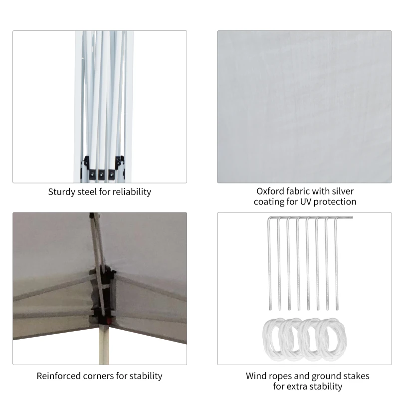 Outsunny 13' x 13' Pop Up Canopy Tent, Instant Sun Shelter, Tents for Parties, Height Adjustable for Outdoor, Garden, Patio, Parties, White