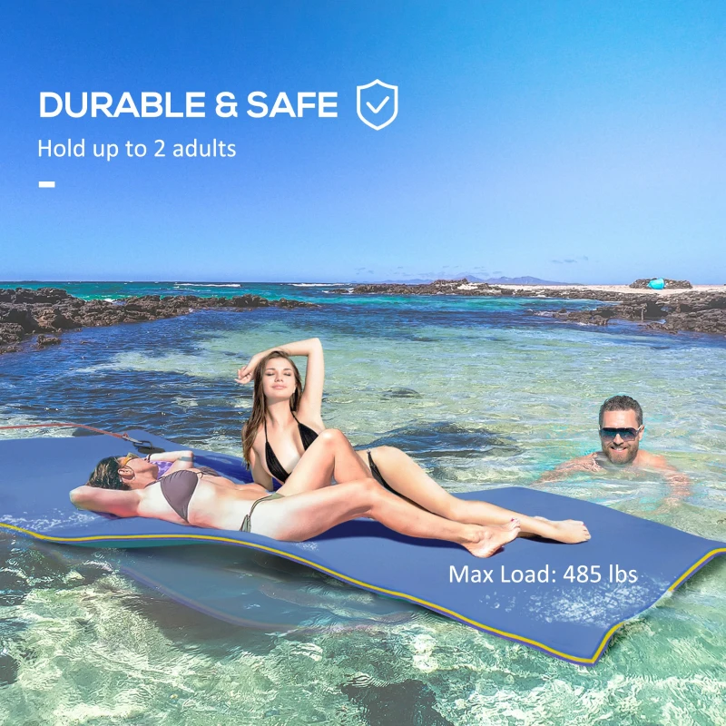 Soozier 9' x 6' Lily Pad Water Mat for 2 Adults, Floating Water Pad for Lake, Pool, Ocean, Beach, and Boating, Blue