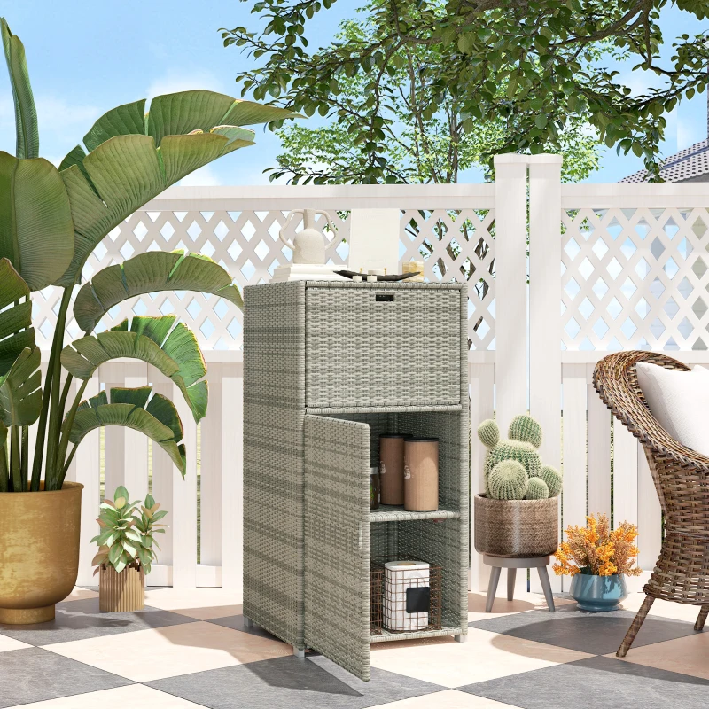 Outsunny Outdoor Towel Rack for Pool w/ Drawer & Cabinet, Gray