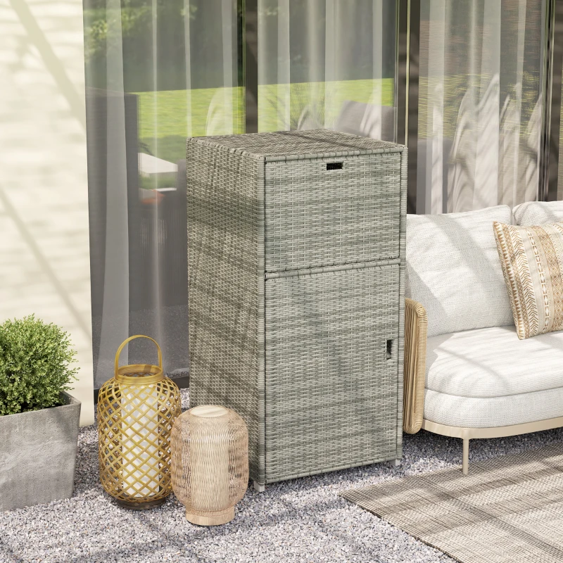 Outsunny Outdoor Towel Rack for Pool w/ Drawer & Cabinet, Gray