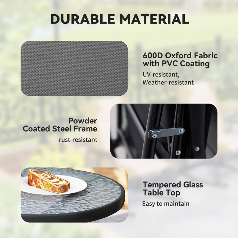 Outsunny 3-Piece Outdoor Foldable Rocking Chair Set, Light Grey