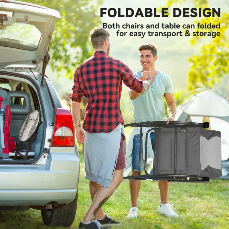 Outsunny 3-Piece Outdoor Foldable Rocking Chair Set, Light Grey