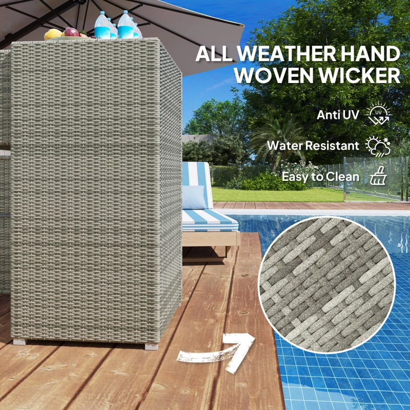 Outsunny Outdoor Towel Rack for Pool w/ Drawer & Cabinet, Gray