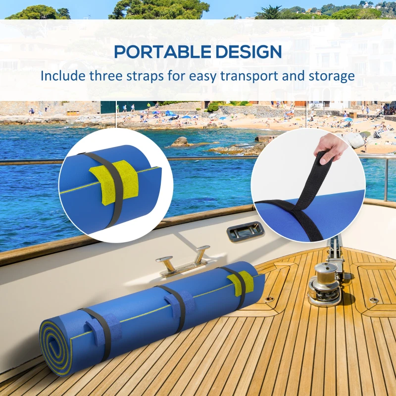 Soozier 9' x 6' Lily Pad Water Mat for 2 Adults, Floating Water Pad for Lake, Pool, Ocean, Beach, and Boating, Blue