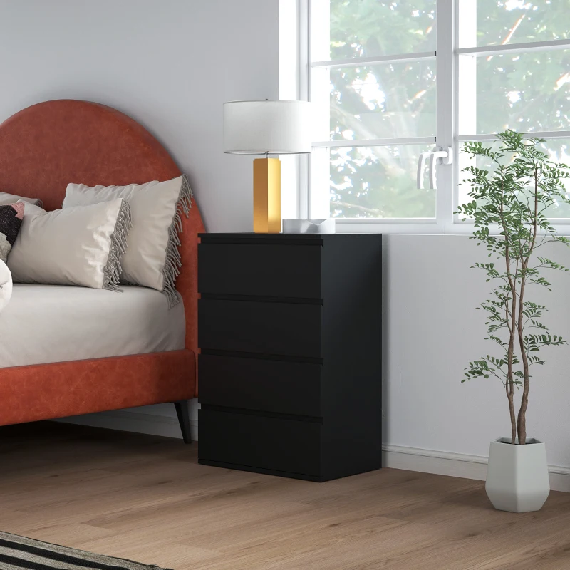 HOMCOM 4 Drawer Cabinet Storage Cupboard Freestanding Organiser Unit, Black