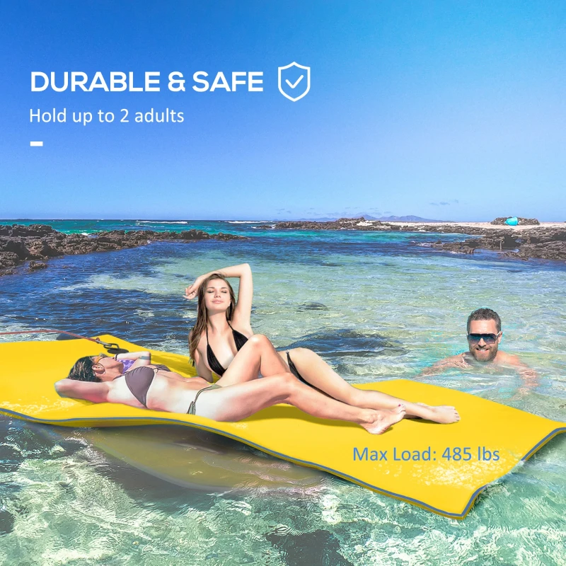 Soozier 9' x 6' Lily Pad Water Mat for 2 Adults, Floating Water Pad for Lake, Pool, Ocean, Beach, and Boating, Yellow