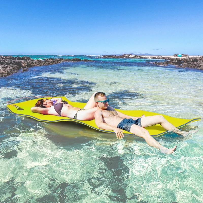 Soozier 9' x 6' Lily Pad Water Mat for 2 Adults, Floating Water Pad for Lake, Pool, Ocean, Beach, and Boating, Yellow