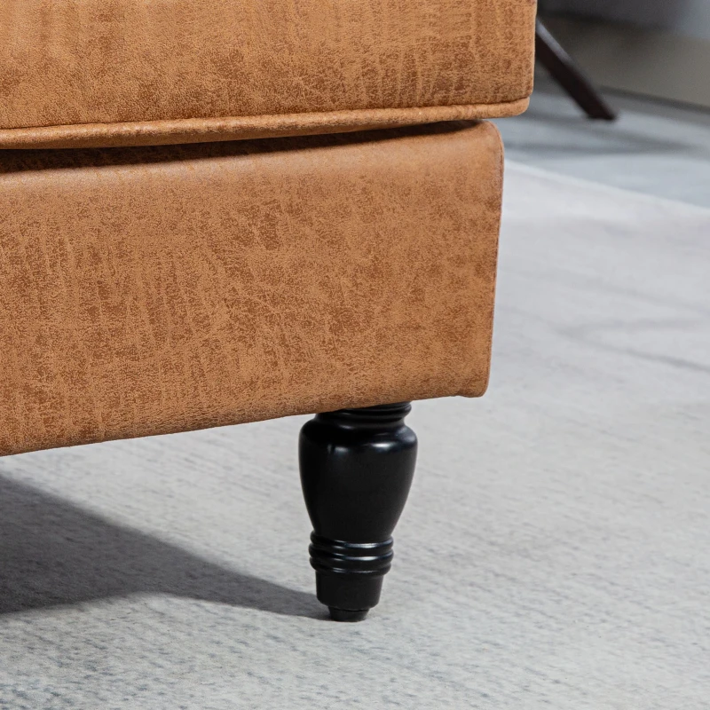 HOMCOM Modern Accent Chair, Microfiber Cloth Armchair with Turned Legs and Wide Seat, Comfy Chair for Living Room, Brown