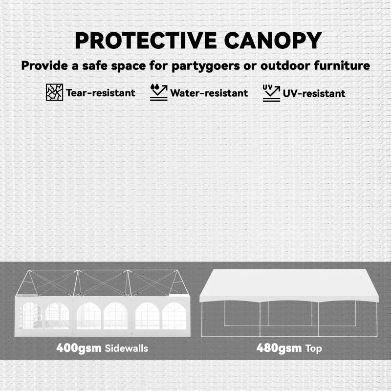 Outsunny 20' x 30' Heavy Duty Party Tent, Galvanized Outdoor Canopy Event Tent with Removable Window Sidewalls and Carry Bags