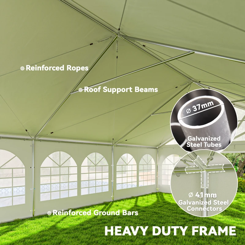Outsunny 20' x 30' Heavy Duty Party Tent, Galvanized Outdoor Canopy Event Tent with Removable Window Sidewalls and Carry Bags