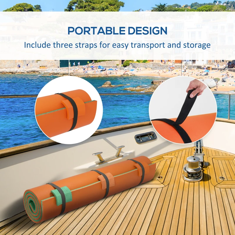 Soozier 9' x 6' Lily Pad Water Mat for 2 Adults, Floating Water Pad for Lake, Pool, Ocean, Beach, and Boating, Orange