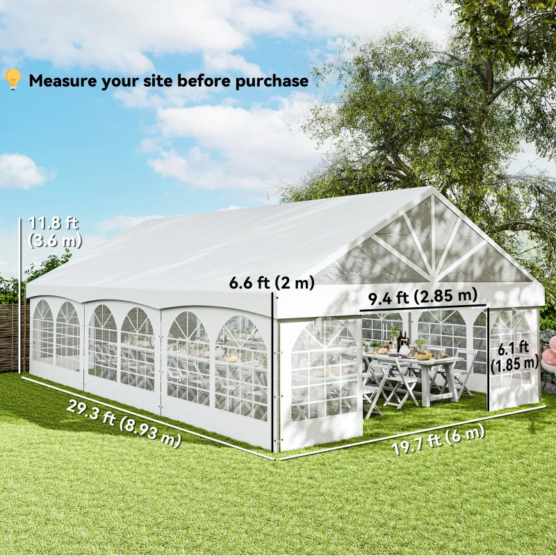 Outsunny 20' x 30' Heavy Duty Party Tent, Galvanized Outdoor Canopy Event Tent with Removable Window Sidewalls and Carry Bags
