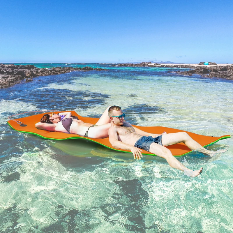 Soozier 9' x 6' Lily Pad Water Mat for 2 Adults, Floating Water Pad for Lake, Pool, Ocean, Beach, and Boating, Orange