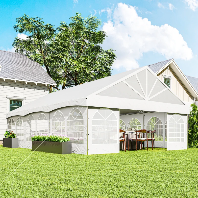 Outsunny 20' x 30' Heavy Duty Party Tent, Galvanized Outdoor Canopy Event Tent with Removable Window Sidewalls and Carry Bags