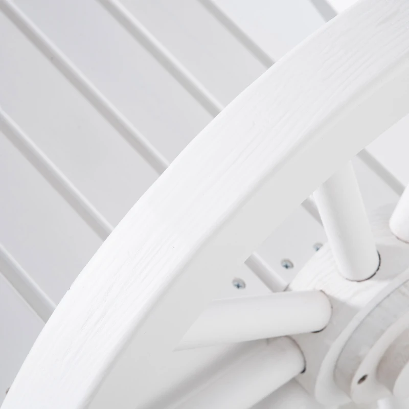 Outsunny Rustic Wood Adirondack Rocking Patio Chair w/ Slatted Design, Wheel Armrests