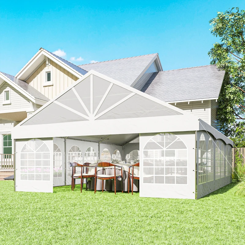 Outsunny 20' x 30' Heavy Duty Party Tent, Galvanized Outdoor Canopy Event Tent with Removable Window Sidewalls and Carry Bags