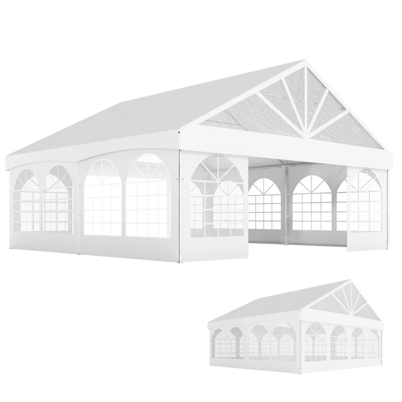 Outsunny 20' x 20' Heavy Duty Party Tent, Galvanized Outdoor Canopy Event Tent with Removable Window Sidewalls and Carry Bags