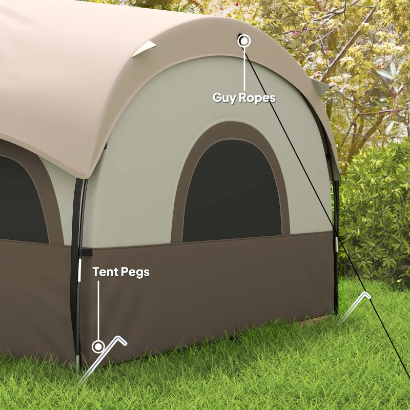 Outsunny 4-6 Person Camping Tent, 3 Room Cabin Tent, 3000mm Waterproof and UPF30+ with Sewn in Groundsheet and Carry Bag, Khaki