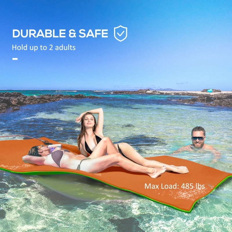 Soozier 9' x 6' Lily Pad Water Mat for 2 Adults, Floating Water Pad for Lake, Pool, Ocean, Beach, and Boating, Orange