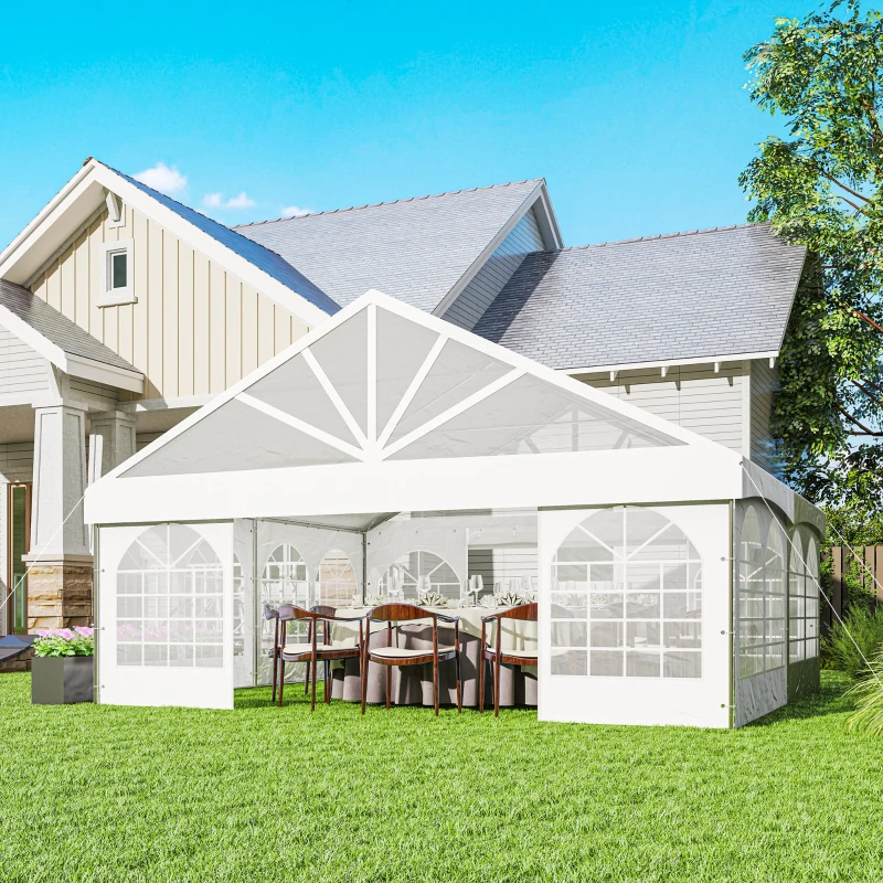 Outsunny 20' x 20' Heavy Duty Party Tent, Galvanized Outdoor Canopy Event Tent with Removable Window Sidewalls and Carry Bags